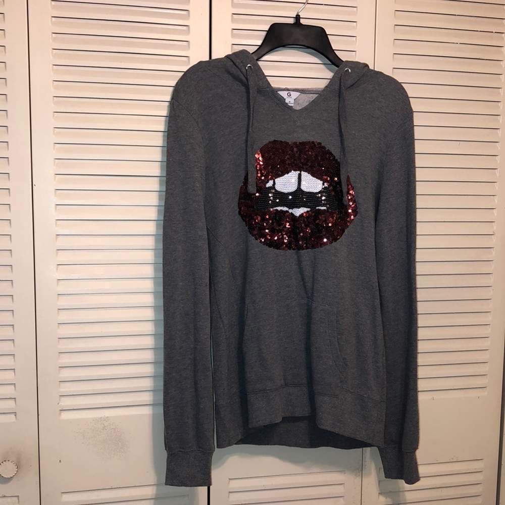 G by Guess Sequin Lip Hoodie